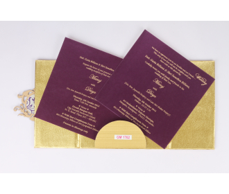 Designer wedding Invitation in Exquisite Purple and Golden